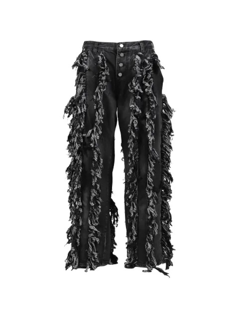 THUG CLUB Angels fringe-trimmed jeans Black TC25PT2302BLK