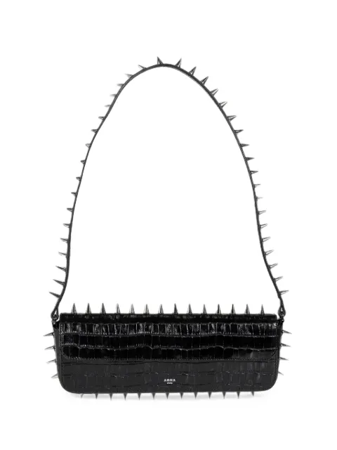 Abra spike-embellished crocodile-effect leather shoulder bag Black BSB49BLKCROCCO