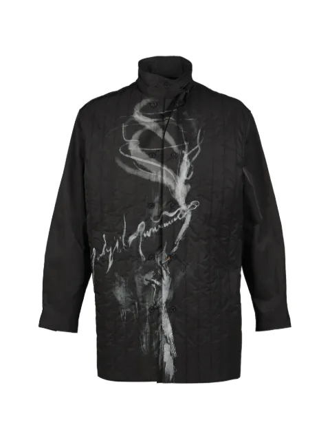 Yohji Yamamoto logo-print padded coat Black HLB399111A25