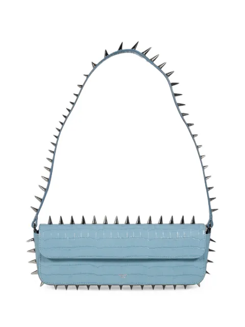 Abra Spike crocodile-effect leather shoulder bag Blue BSB55BLUCROCCO
