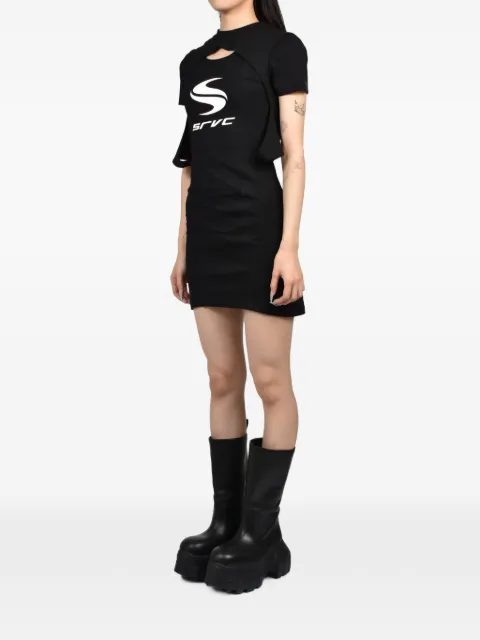 SRVC Studio logo-print cut-out mini dress Black SS26JD06BJ01BLK