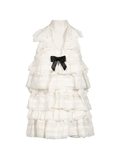 SHUSHU/TONG lace-trim mini dress White FSDFDR17