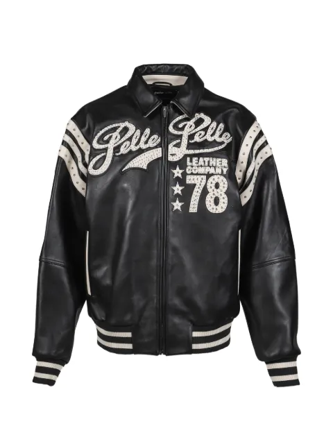PELLE PELLE studded logo-patch jacket Black 42537462BLK