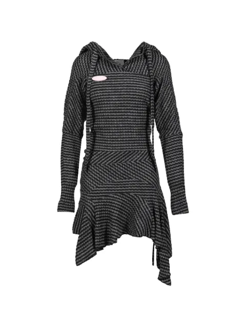 NΦ DRESS striped asymmetric dress Black RUN16BLK