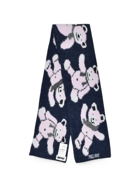 Magliano Orsetti jacquard-knit bear-motif scarf Blue U38324478