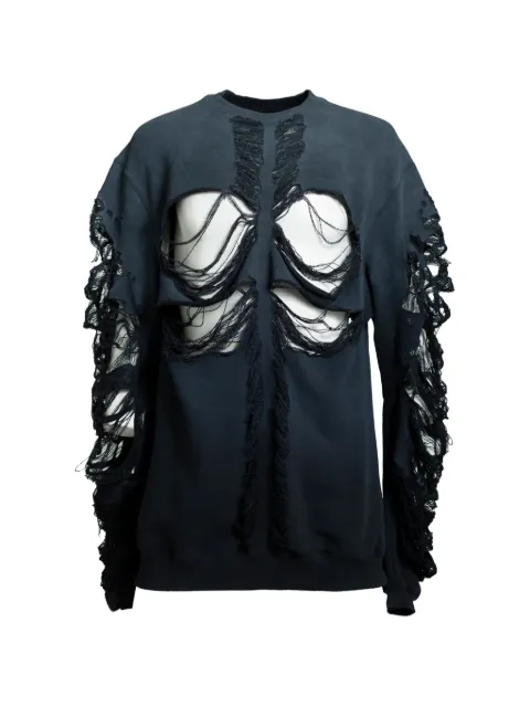 JUN/NAKAYAMA distressed cross-motif sweater Black JNLN001BLK