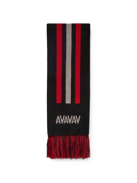 adidas x AVAVAV logo-intarsia fringed scarf Black KC6669