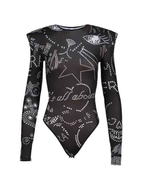 Vaquera printed shoulder-pad bodysuit Black VAQ10U103