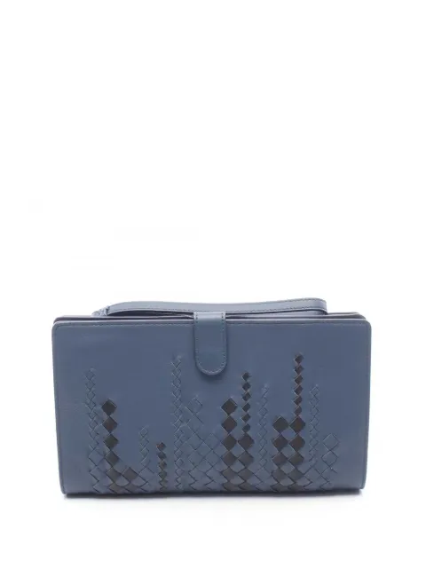 Bottega Veneta Pre-Owned 2012-2026 Intrecciato Trimmed Nappa clutch bag Blue 98ZFVX616D690XPJ