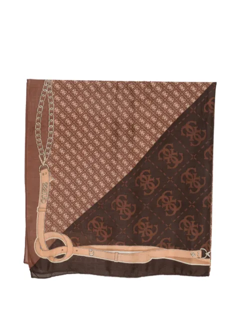 GUESS USA logo-print chain-print scarf Brown AW5536MOD03BNL