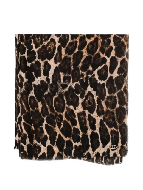 GUESS USA leopard-print frayed scarf Black AW5533POL03LEO