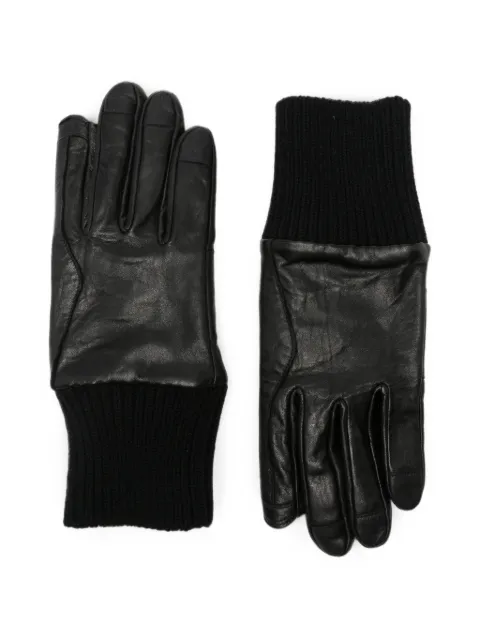 Rick Owens ribbed-cuff leather gloves Black RU02F4458LBE