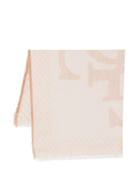 GUESS USA monogram-pattern frayed scarf Neutrals AW5528VIS03