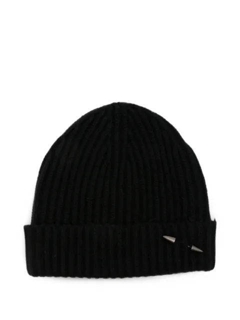 Isabel Benenato ribbed-knit spike-detail beanie hat Black GK01F26