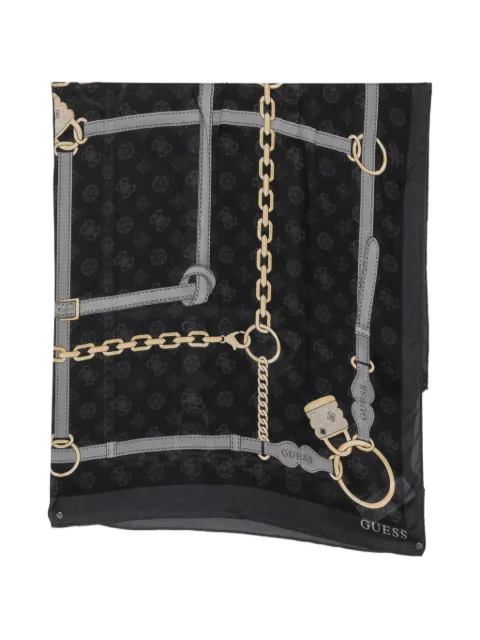 GUESS USA chain-print logo scarf Black AW5482MOD03BLO
