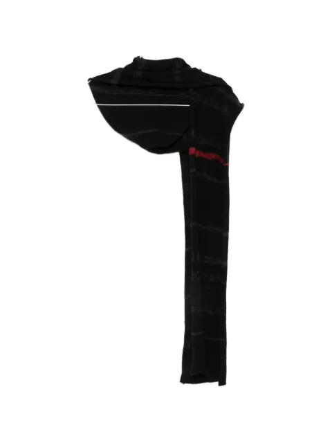 Isabel Benenato distressed striped scarf Black GK41F26