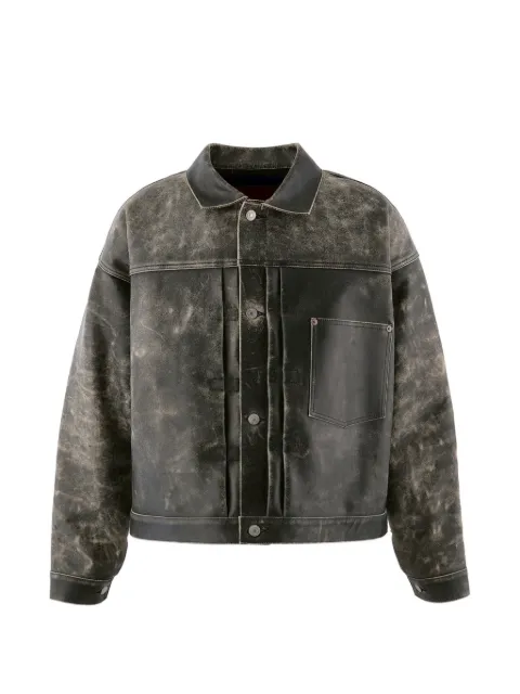 SAINT MXXXXXX distressed leather jacket Black SMMK80000