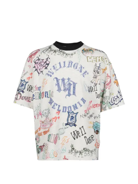 We11done doodle-print T-shirt Grey WDTT026789UMG