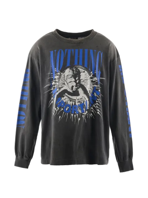 SAINT MXXXXXX x Kosuke Kawamura graphic-print long-sleeve T-shirt Grey SMYS10000C35BLK