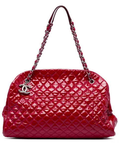 CHANEL Pre-Owned 2010-2011 Maxi Quilted Patent Just Mademoiselle Bowling Bag tote bag Red U4UGU66736A13XGD