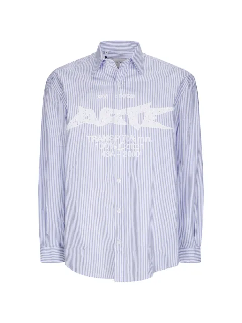 Arte Antwerp Composition Gallery striped graphic-print shirt Blue 047S