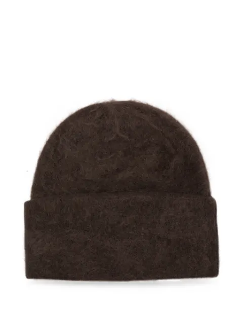Soft Goat brushed beanie hat Brown 24635