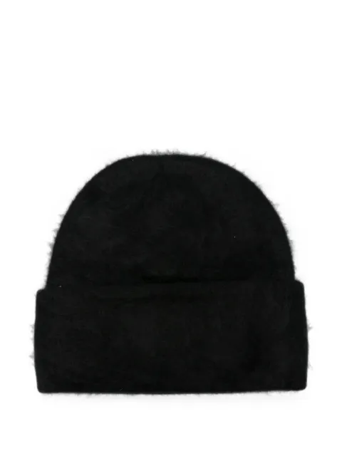 Soft Goat brushed turn-up beanie hat Black 24635