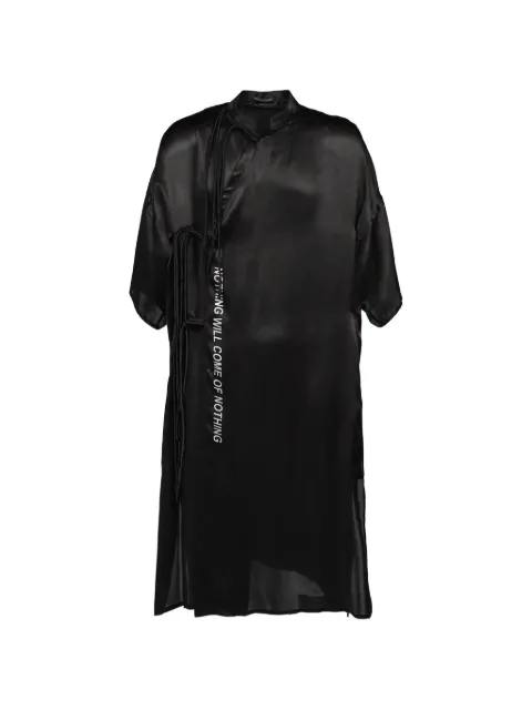 Yohji Yamamoto fringe-detail slogan-print shirt Black HKD064351S26