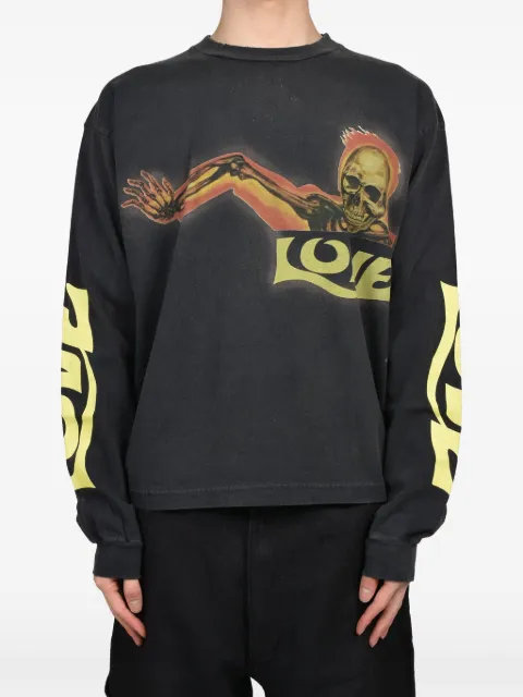 JUN/NAKAYAMA graphic-print long-sleeve T-shirt Black JNSP03