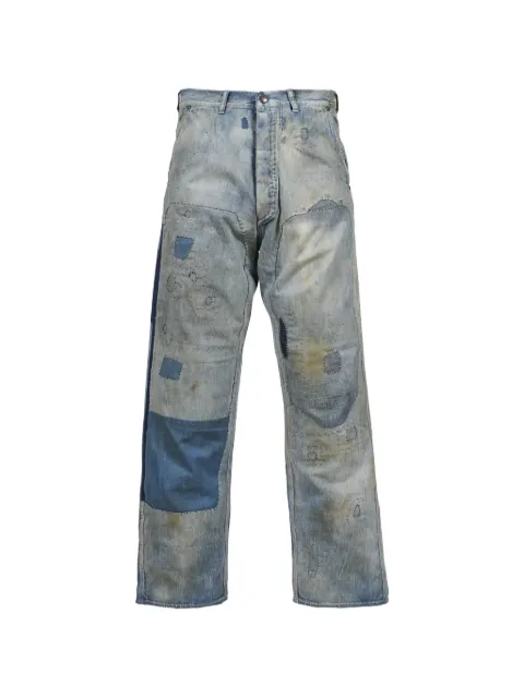 SAINT MXXXXXX patchwork distressed wide-leg jeans Blue SMHR10000085