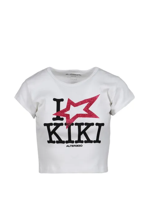 Alter Ego x Lisa logo-print cropped T-shirt White KIKITWHT