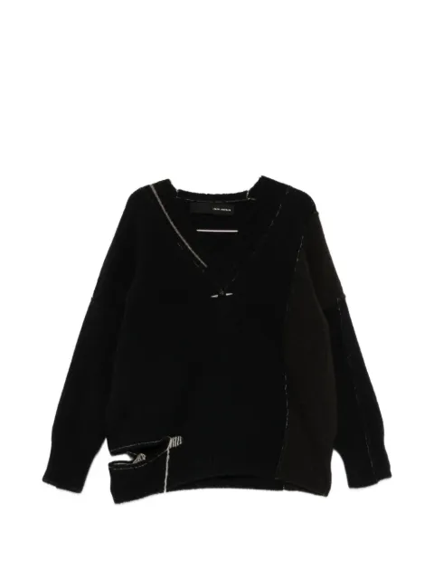 Isabel Benenato distressed V-neck sweater Black UK03F26