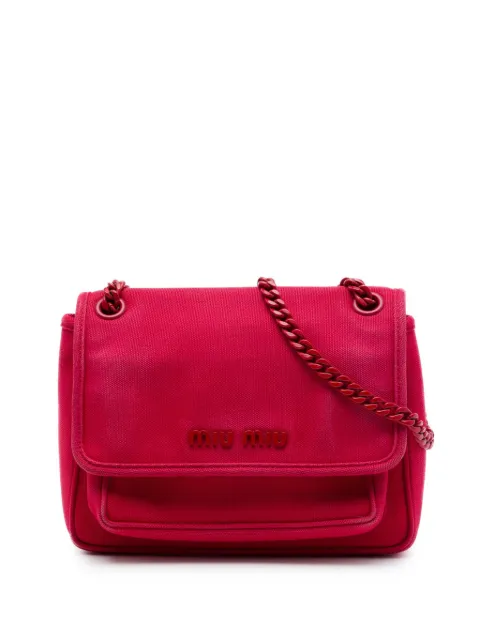 Miu Miu Pre-Owned 2010-2026 Canvas Canapa Chain Flap crossbody bag Pink XUPQ7TS5QLT09ZFA