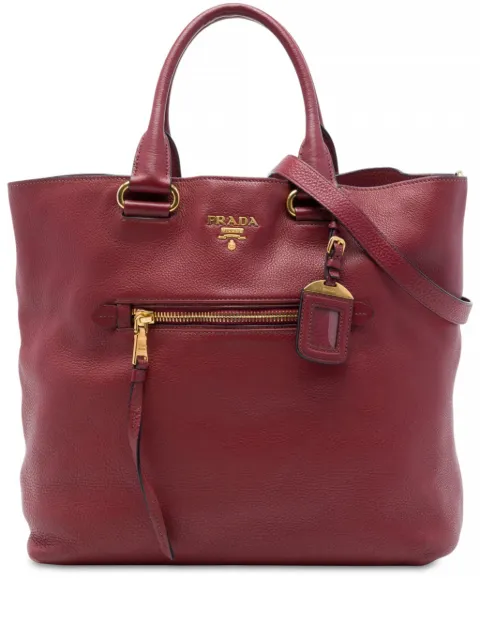 Prada Pre-Owned 2010-2026 Vitello Daino Open Convertible Tote satchel Red UV7RL3L61MYHIVSX