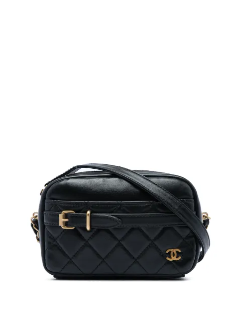 CHANEL Pre-Owned 2018-2019 Small Quilted Lambskin Buckle Camera Bag crossbody bag Black CIKP0G8GLN08M0EZ