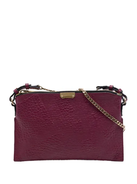 Burberry Pre-Owned 2000-2017 Grain Check Embossed Leather Peyton crossbody bag Red A519S28Z242OB3UW