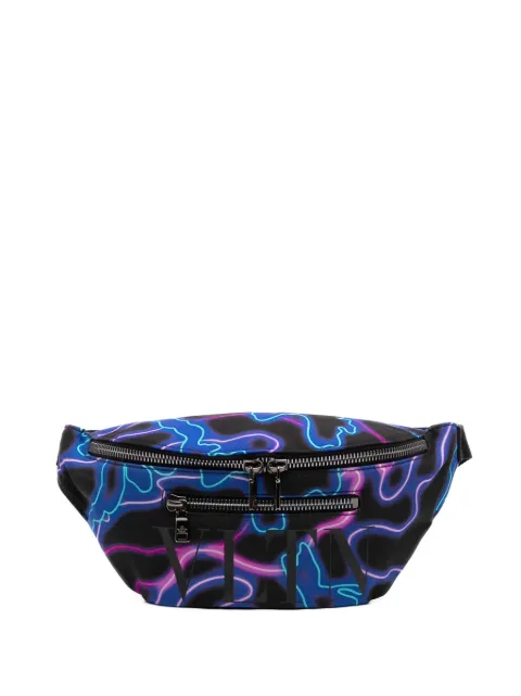 Valentino Garavani Pre-Owned 2018-2026 Nylon VLTN Neon Camouflage Print belt bag Black 20PEAC5933RBF5NG