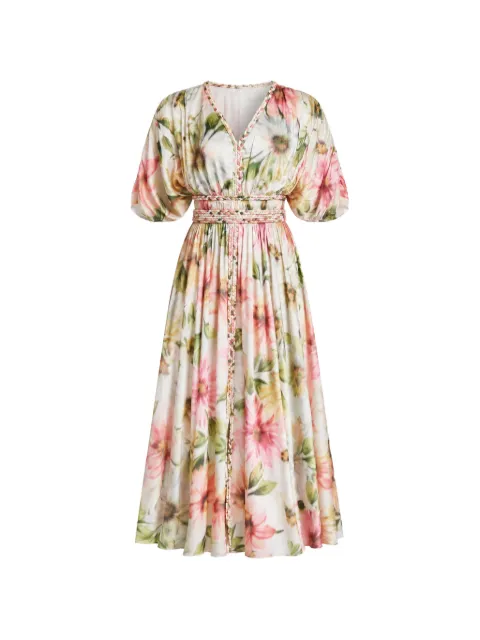GUESS USA Lucie floral-print pleated dress White W5PK1ZWHHF0