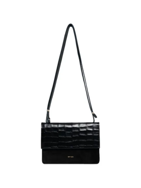 ann kurz medium Phone Bag crocodile-effect leather shoulder bag Black 4466