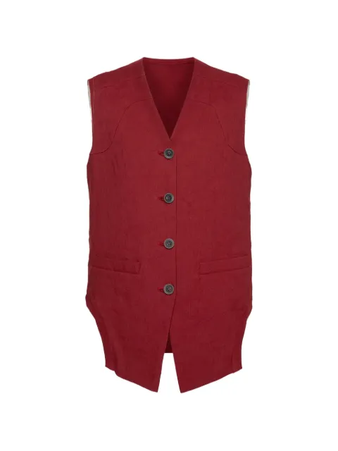 Muller Of Yoshiokubo V-neck curved-hem vest Red MLS25701