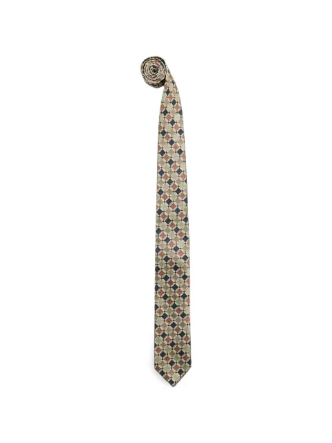 Sunflower geometric-pattern silk tie Neutrals 8046