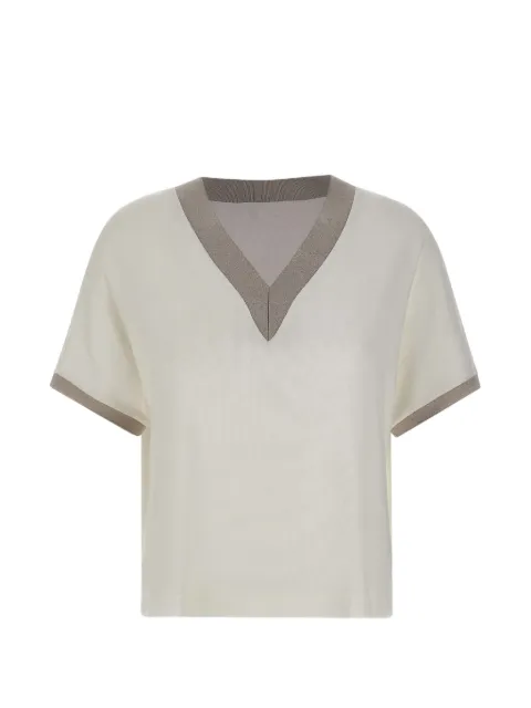VIADESTE V-neck short-sleeve blouse Neutrals 6026980369
