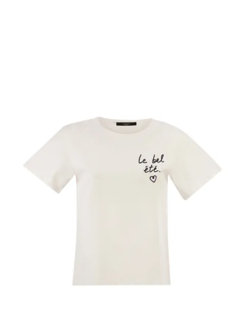 Weekend Max Mara slogan-print cotton T-shirt White WKDBORA001