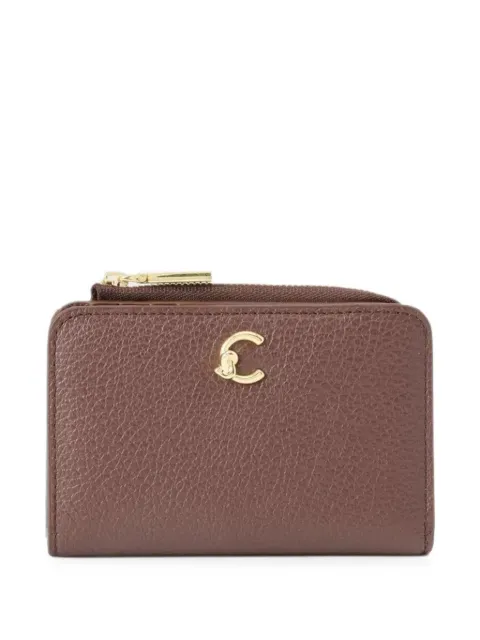 Coccinelle small C-Me logo-plaque pebbled leather wallet Brown E2SSL11D121