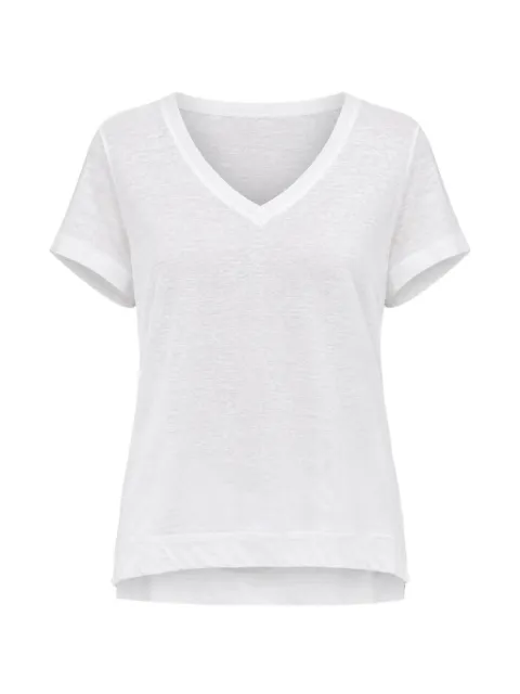 Massimo Alba V-neck T-shirt White 25D0FLOREJ0001