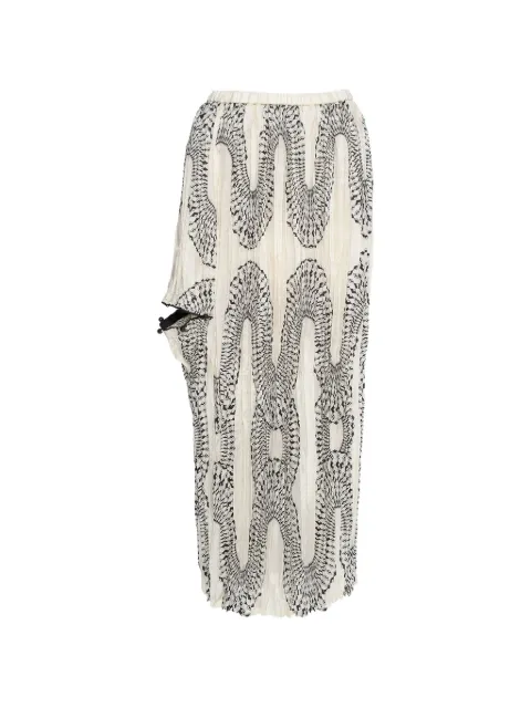 Muller Of Yoshiokubo geometric-print pleated midi skirt Neutrals MLS26402