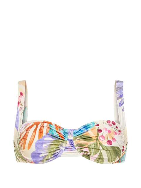 Gottex floral-print shirred bikini top Neutrals 26CBB48080