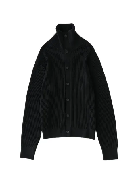 Studio Nicholson Oran high-collar 12-gauge knit cardigan Black ORANSNM1589ROWBLACK