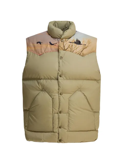 Needles x Rocky Mountain Featherbed graphic-print padded gilet Neutrals RW431