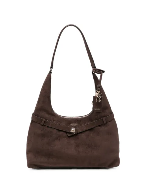 GUESS USA suede-finish buckle-detail shoulder bag Brown SG9754010